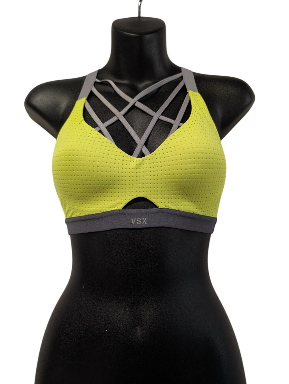Victoria's Secret VSX Neon Yellow Lime Green Strappy Criss Cross Back Sport Bra